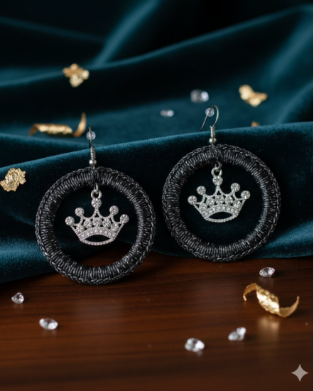 Háčkované  dizajnové náušnice "Ikonický dizajn"